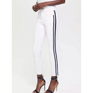 Mother The Looker White Cropped Ankle Glass Slipper Racer Jeans Women’s sz 30